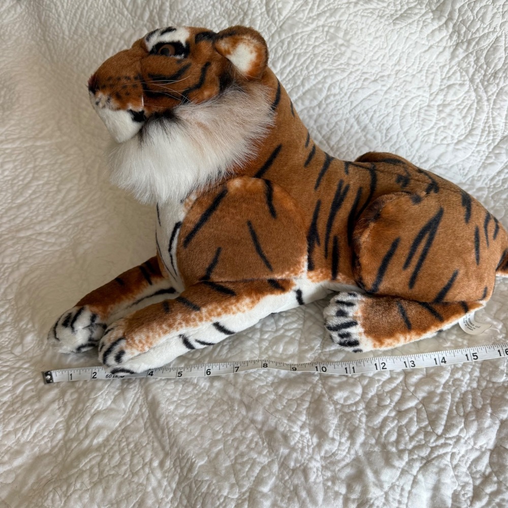 Toy Works LLC Realistic Bengal Tiger Plush Stuffed Animal 27" Large Laying Tiger - Picture 9 of 10